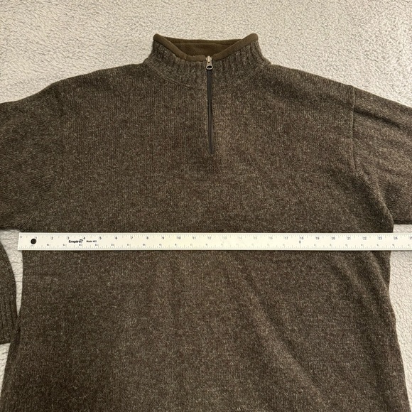 Woolrich Wool Sweater Mens Xl Dark Loden Heather Gray 1/4 Zip Pullover Laine - Picture 5 of 12